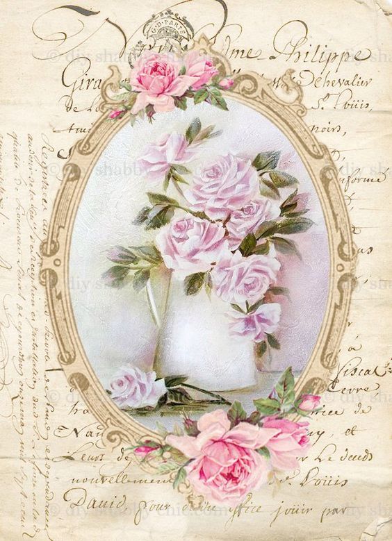 Details about   Waterslide Furniture Decal Image Transfer Pastel Rose Upcycle Shabby Chic Art 