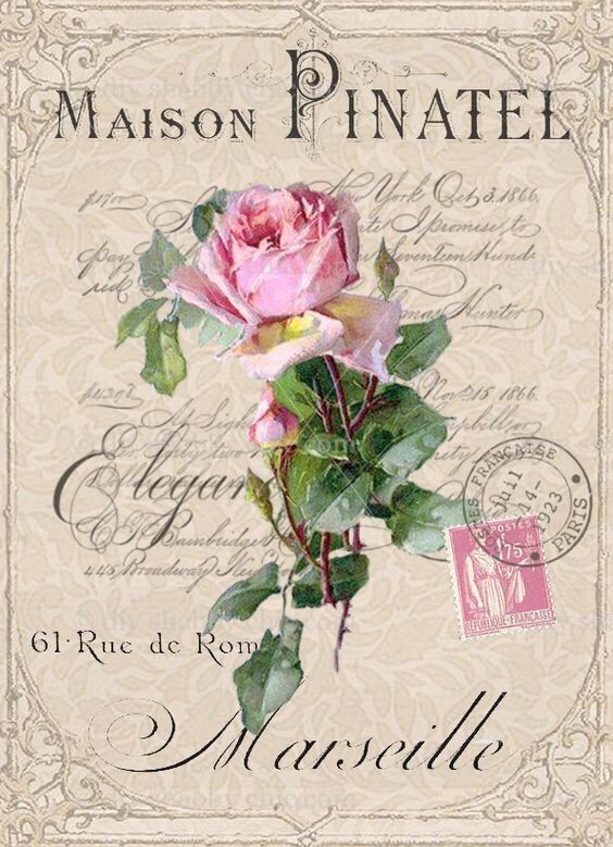 Furniture Decal Image Vinatage Transfer Old Fashioned Rose Upcycle Shabby Chic 